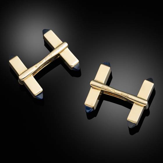 A pair of 18k gold and sapphire cufflinks, 1960s