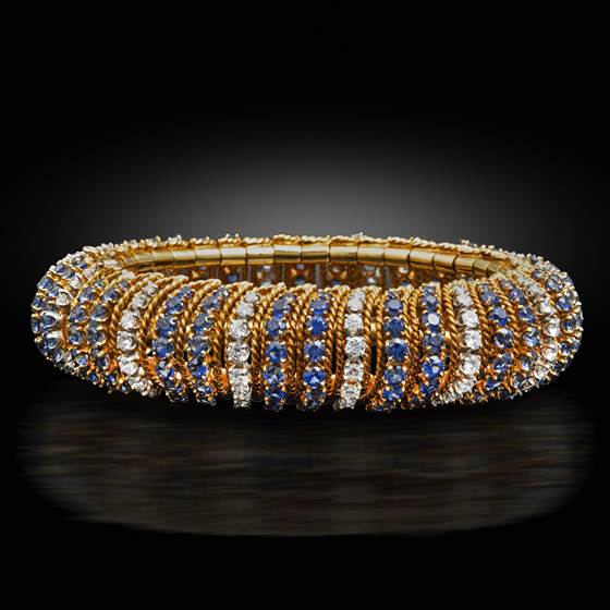 A gold, sapphire and diamond bracelet, 1960s