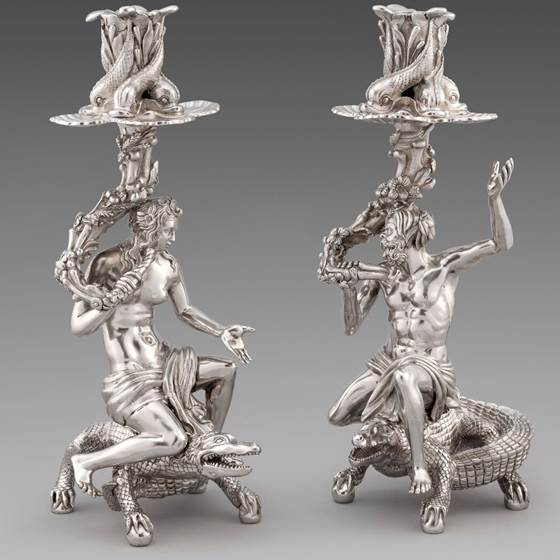 A Magnificent Royal Pair of Figural Candlesticks made for the Duke of York