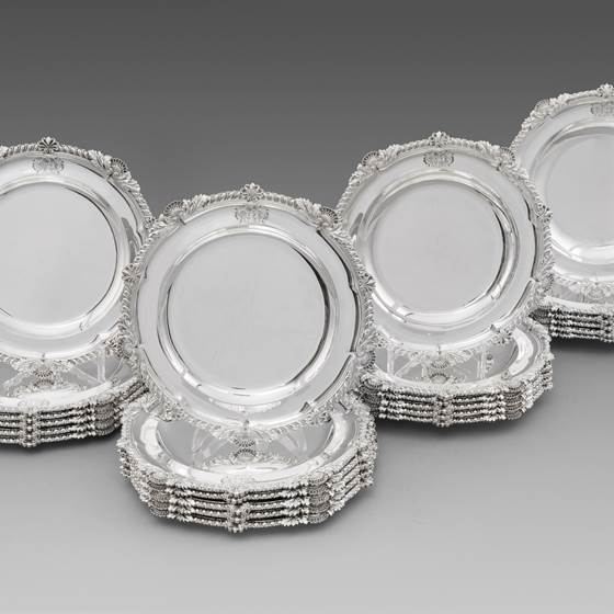 A Rare Set of Twelve Soup Plates and Twelve Dinner Plates