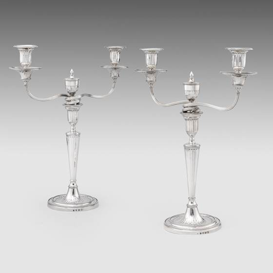 An Elegant Pair of 18th Century Two-Light Neo-Classical Candelabra