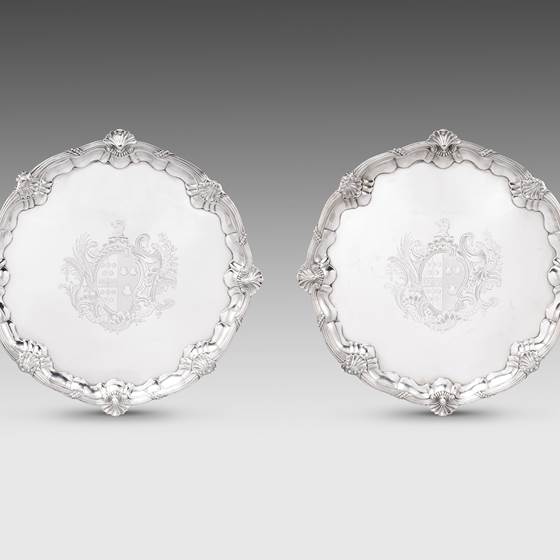 An Exceptionally Large Pair of George IV Salvers