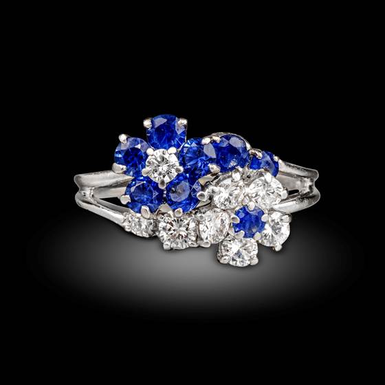 A Sapphire and Diamond 'Forget-Me-Not' Ring, Cartier New York, Circa 1960