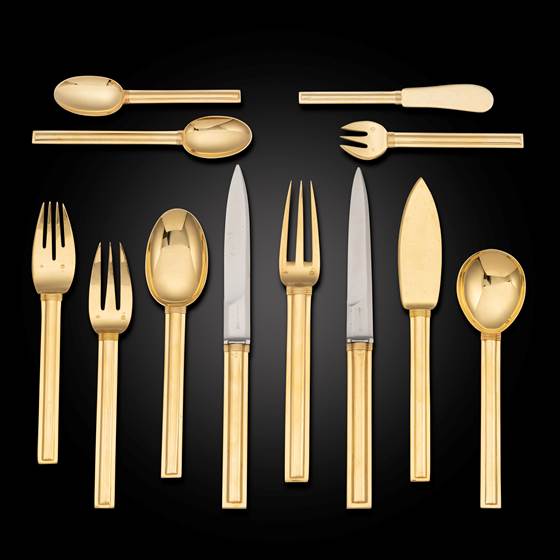 Silver- Gilt Art Deco flatware service for Thirty-six in the ‘Cannes’ Pattern