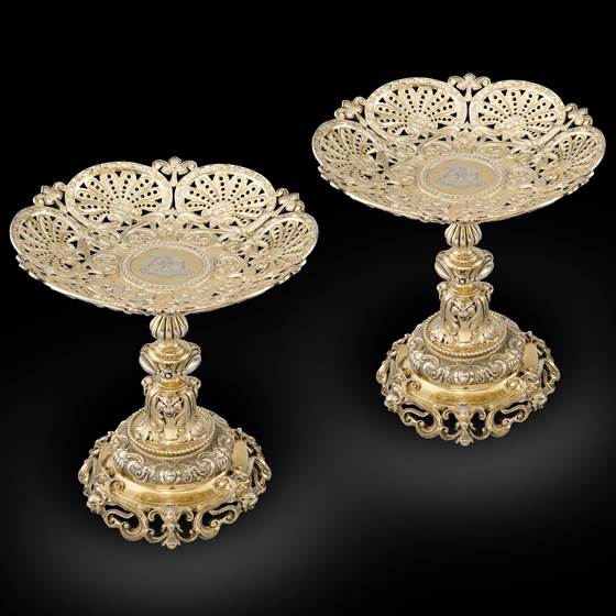 A Pair of Silver-Gilt Comports