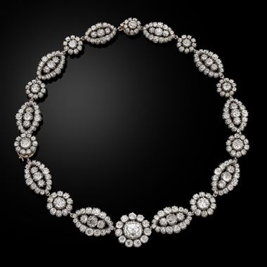 Early 19th century diamond cluster necklace, c.1820