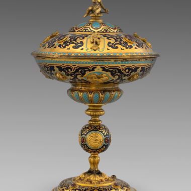 A Gilt-Copper and Enamel Cup & Cover