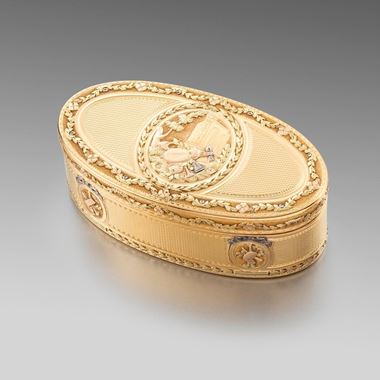 A French Vari-Colour Oval Gold Box