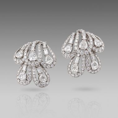 A Pair of Glamorous Mid 20th century Diamond Earrings