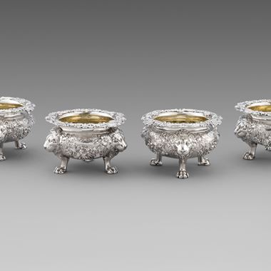 A Magnificent Set of Four 'Cauldron' Salt Cellers