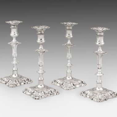 A Set of Four 18th Century Irish Cast Candlesticks