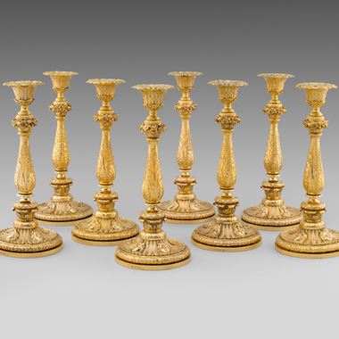 A Set of Eight Massive Highly Important Regency Candlesticks 