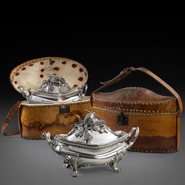 An Important Pair of Soup Tureens with Original Cases
