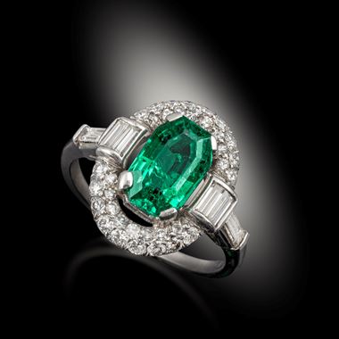 Emerald and diamond ring, circa 1930