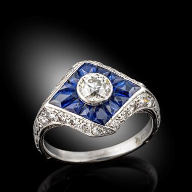 An Art deco sapphire and diamond ring