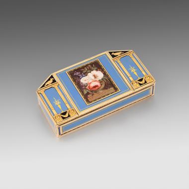 An enamel and gold canted snuff-box