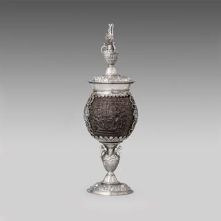 A Dutch coconut cup with silver mounts