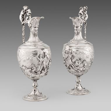 A Pair of 19th Century Sculptural Wine Ewers