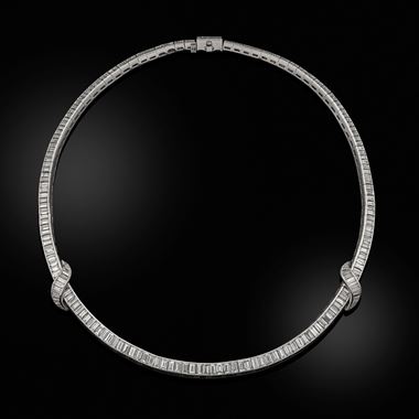 A mid-20th century platinum and diamond collar necklace
