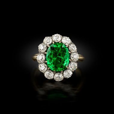 An important victorian emerald and diamond ring, circa 1890