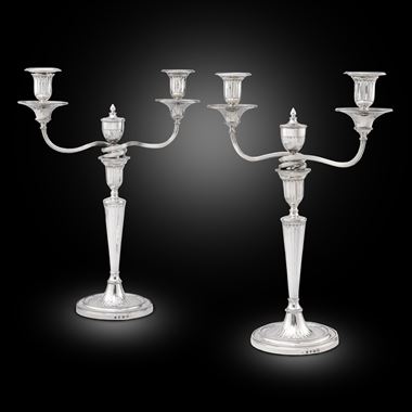 An Elegant Pair of 18th Century Two-Light Neo-Classical Candelabra