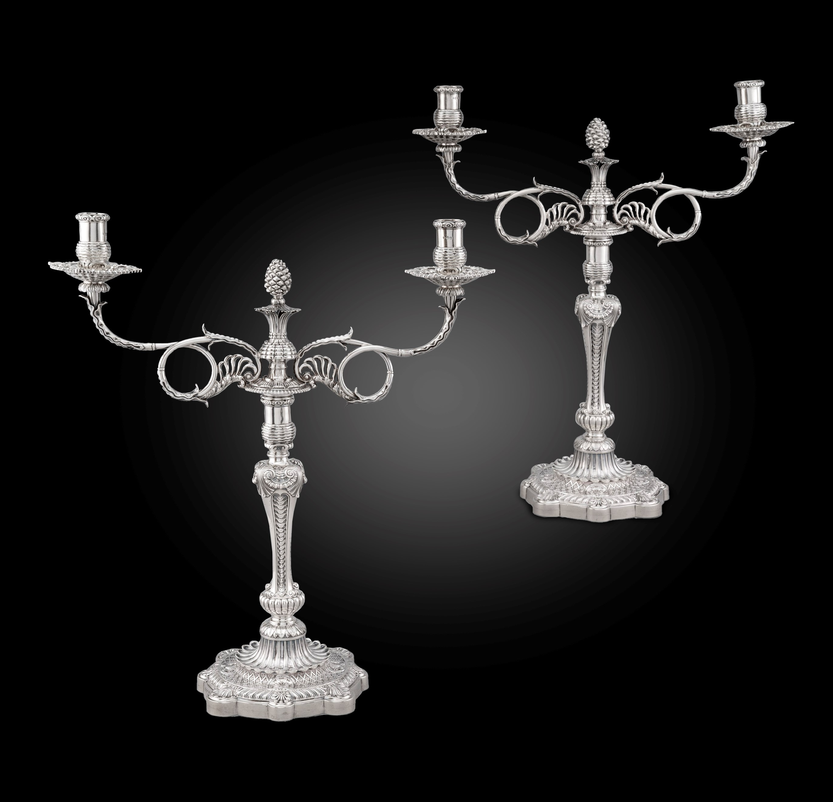 PAIR of POSTON PRODUCTS Reproduction Silver on Copper hotsell Triple Taper Candelabras, Made in England, Hand Chased, Two Part Convertible Bases