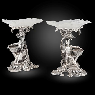 An Elegant Pair of Figural Comports