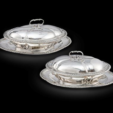 A Pair of Sauce Tureens on Stands