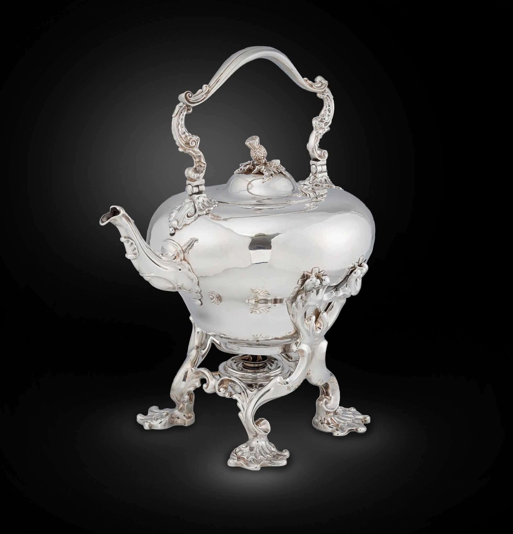 Tea Urn Ring Handles & Burner English Silver Plate c.1830