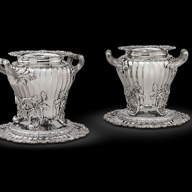 Pair George III Wine Coolers, Liners and Stands
