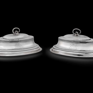 Pair George III Silver Serving Dishes and Covers
