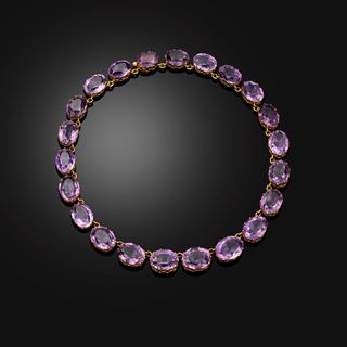 A late Victorian amethyst rivière necklace, late 19th century