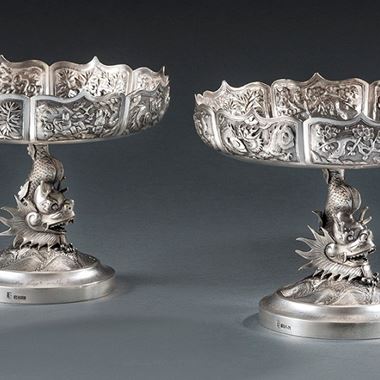 A Pair of 20th Century Chinese Tazza