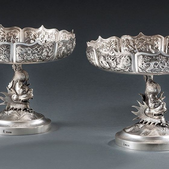 A Pair of 20th Century Chinese Tazza