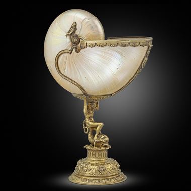 An Elizabeth I silver-gilt-mounted Nautilus cup