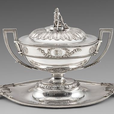 An English Soup Tureen, Cover and Stand of American Interest