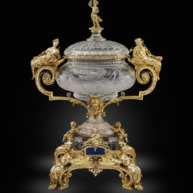 A 19th Century Silver-Gilt mounted Rock Crystal and Lapiz Cup & Cover
