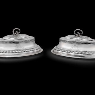 A Pair George III Silver Serving Dishes and Covers