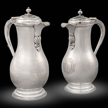 An Exceptionally Rare Pair of Queen Anne Chocolate Jugs