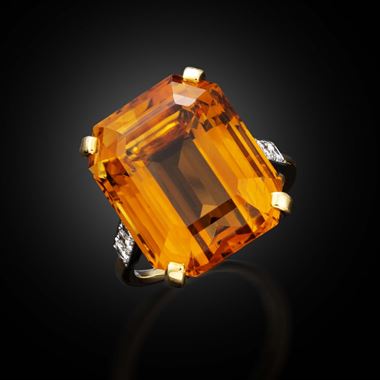 Single stone citrine and diamond dress ring