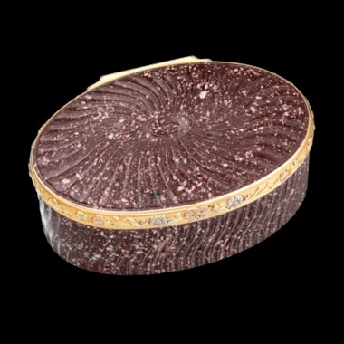 18th century gold mounted oval porphyry box