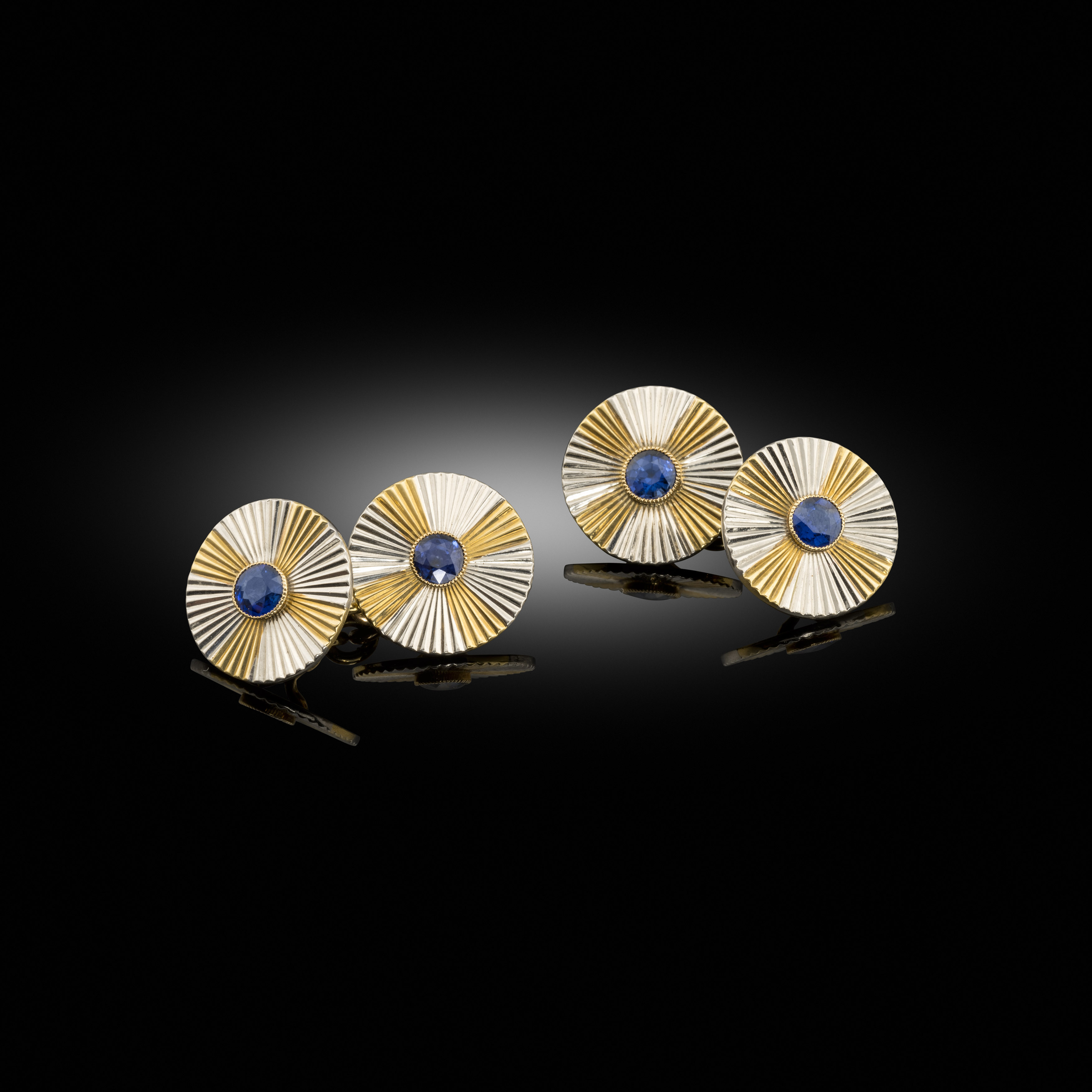 A Pair of Art Deco Sapphire Cufflinks France, 1920s