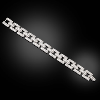 An French Art deco diamond square-link bracelet, circa 1925