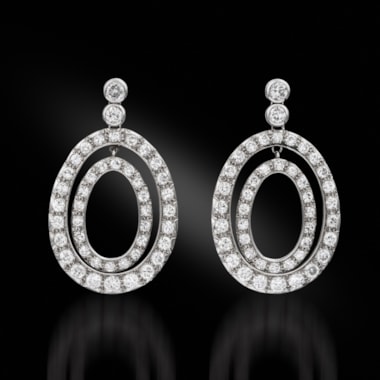 A Pair of Diamond Drop Hoop Earrings, circa 1930