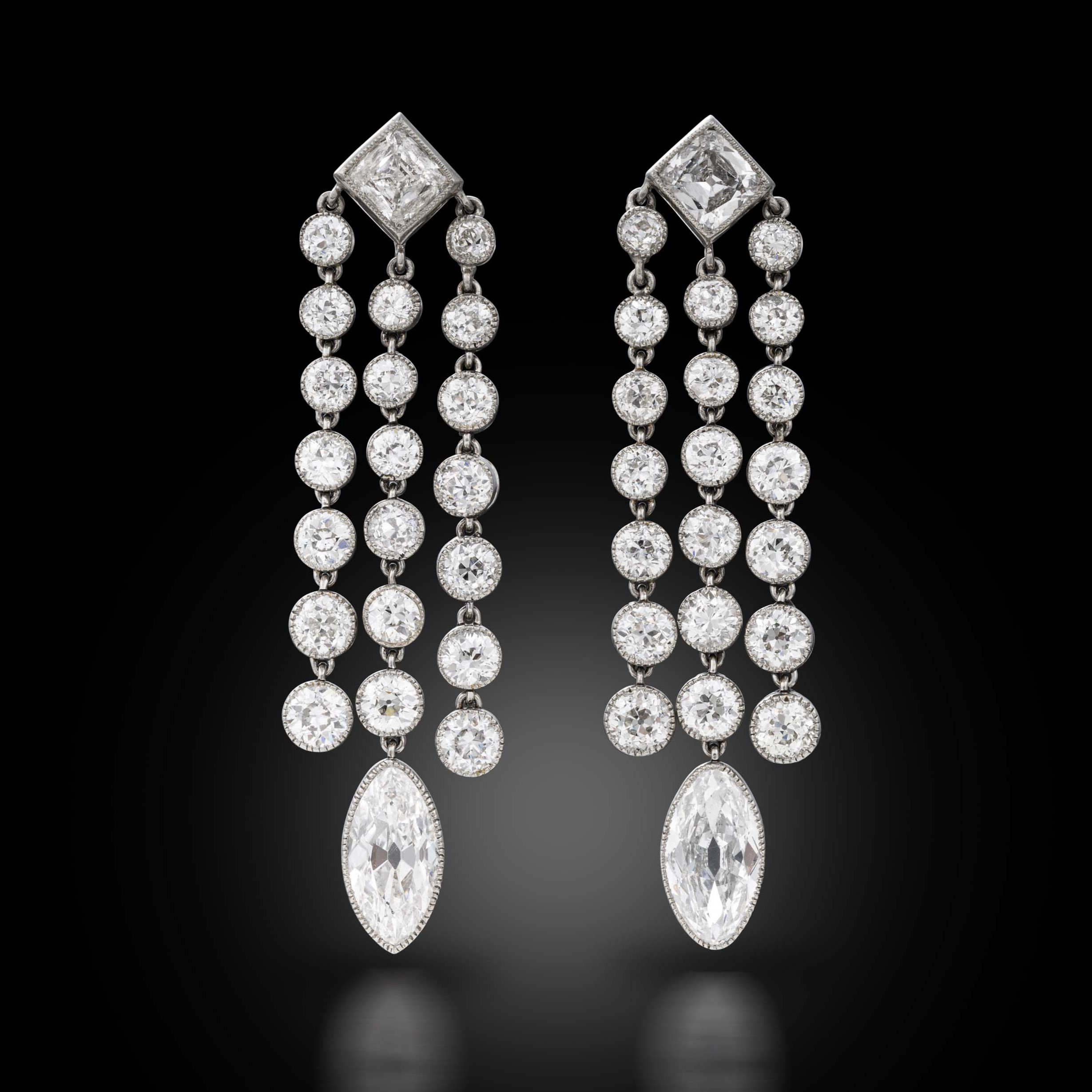 Diamond Drop Earrings, circa 1915