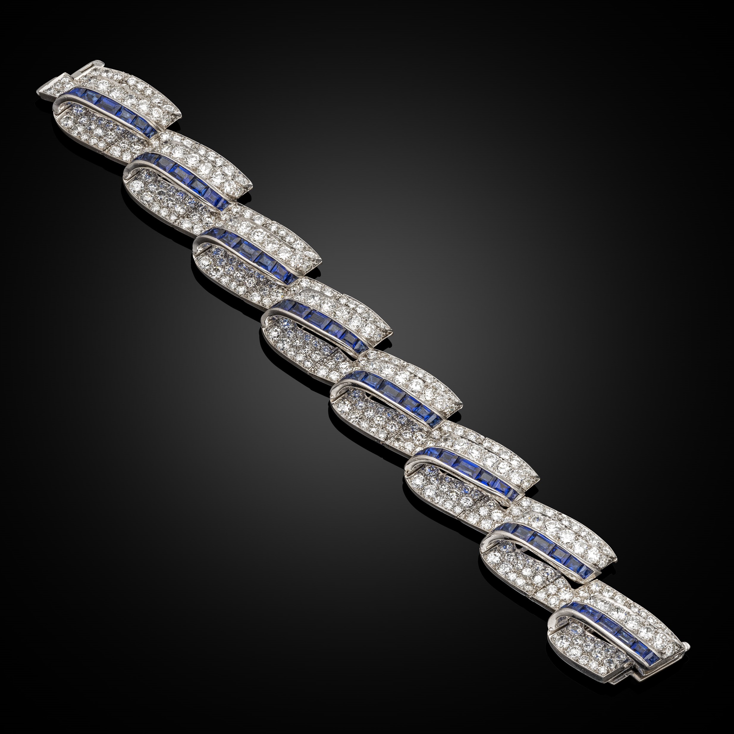 An extraordinary mid-century sapphire and diamond bracelet