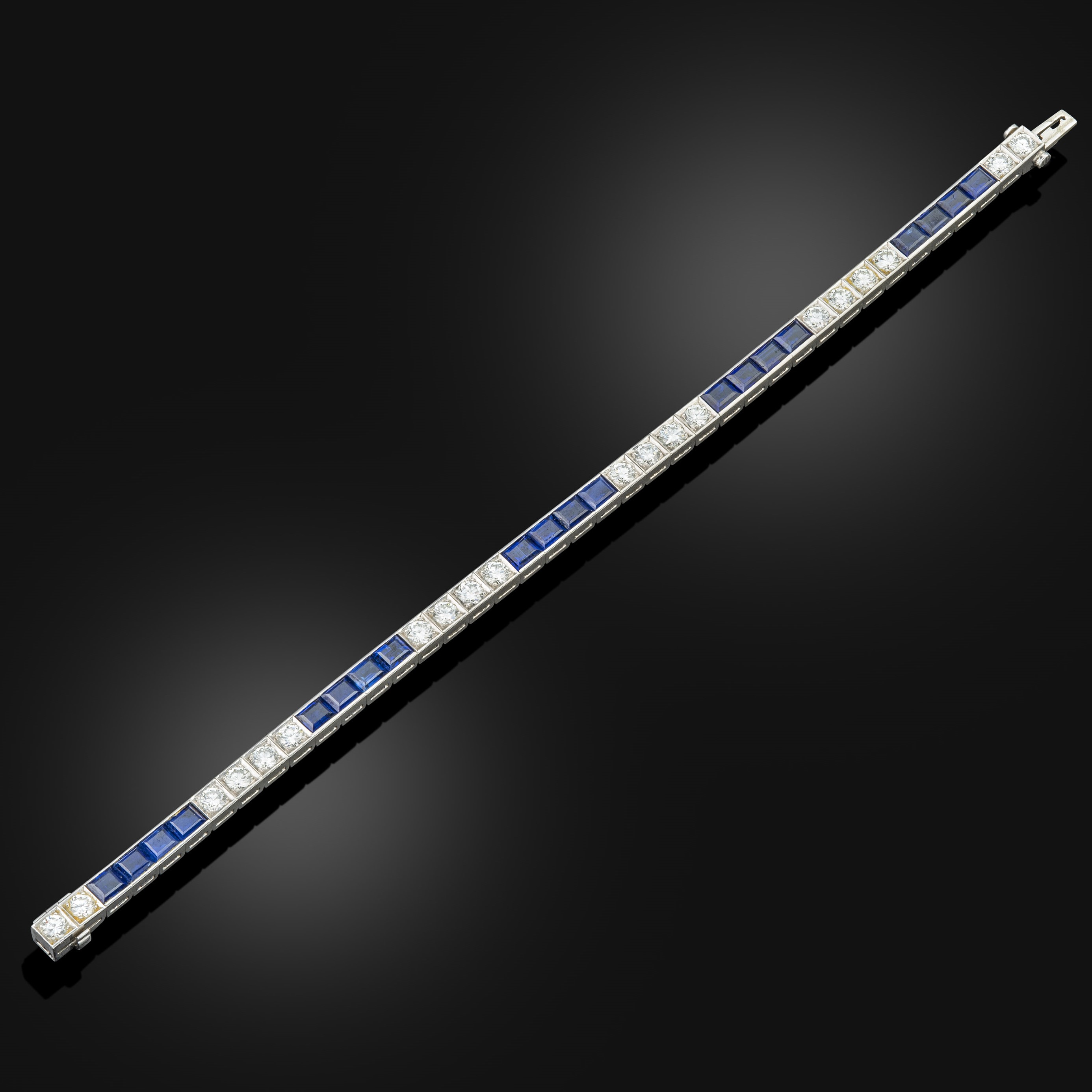 Art Deco sapphire and diamond line bracelet, circa 1925