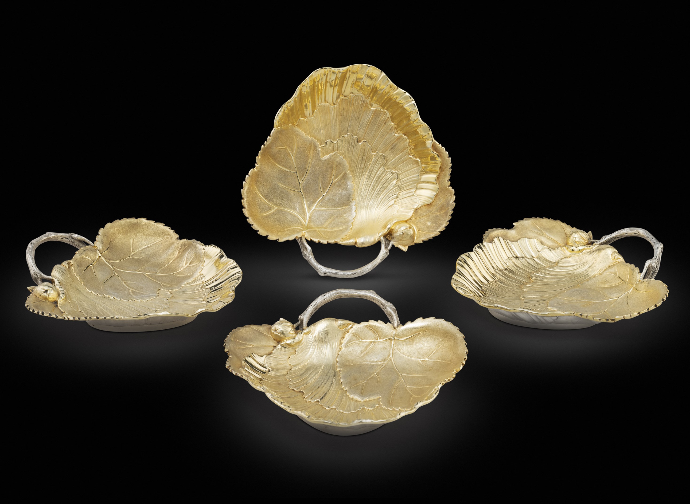 A Set of Four 19th Century Silver-Gilt Fruit Dishes