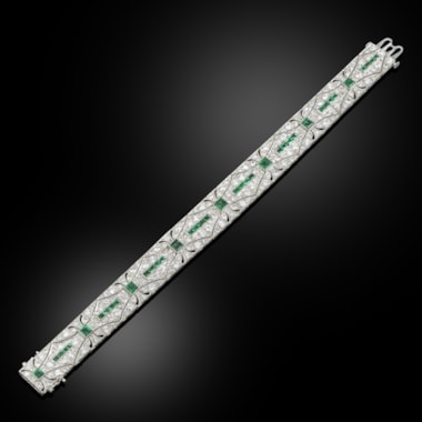 A 1920's emerald and diamond bracelet