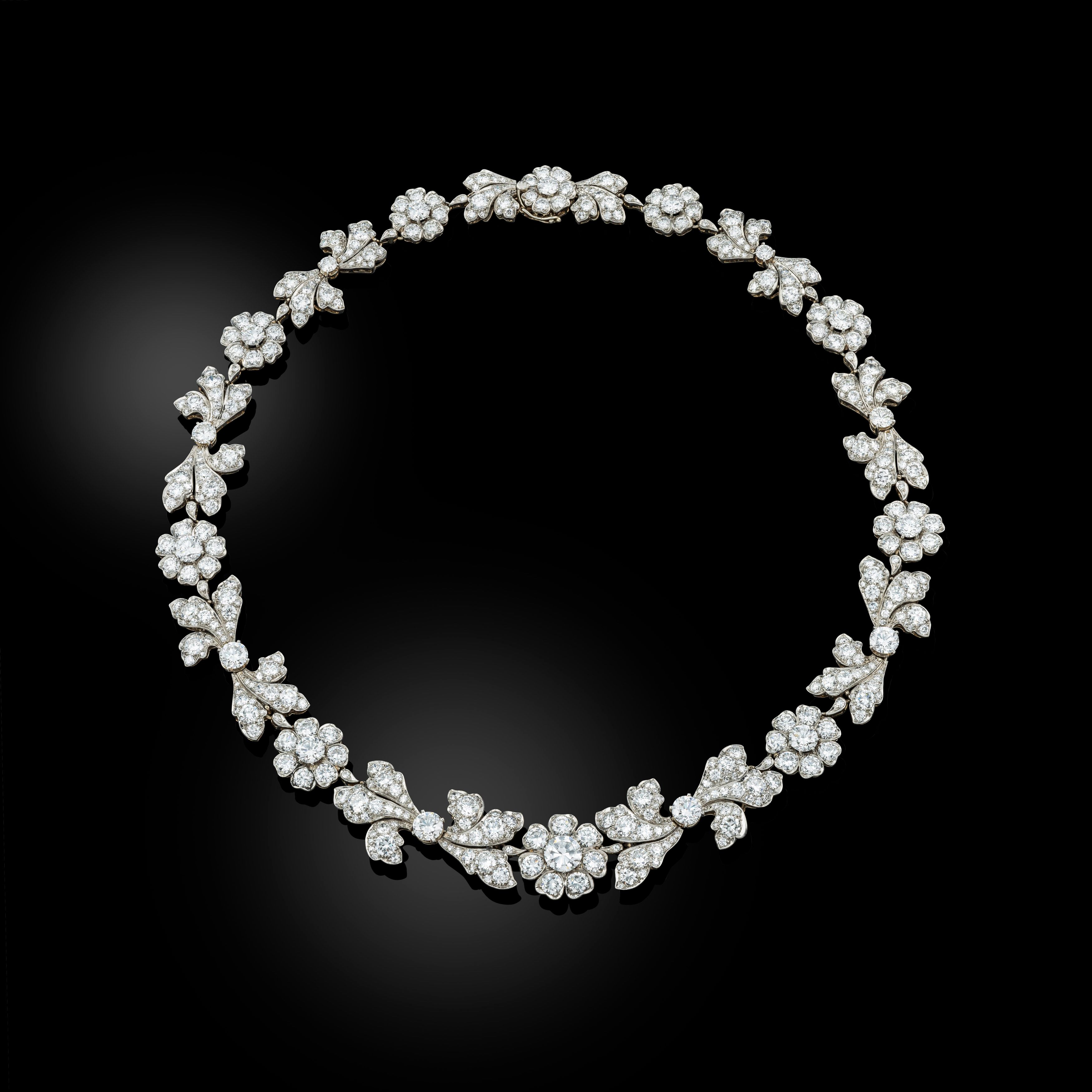 A diamond flower necklace, circa 1950